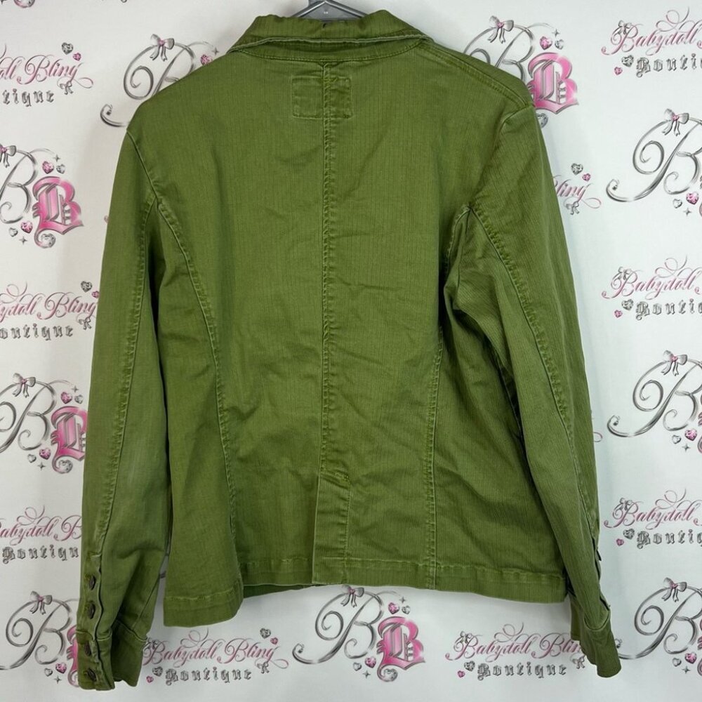 Cornell tradine jacket button up coat Olive Green Women's Blazer - Picture 2 of 9